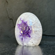 Amethyst Cave, Crystal Quartz Geode Stone, Natural Specimen Egg-Shaped