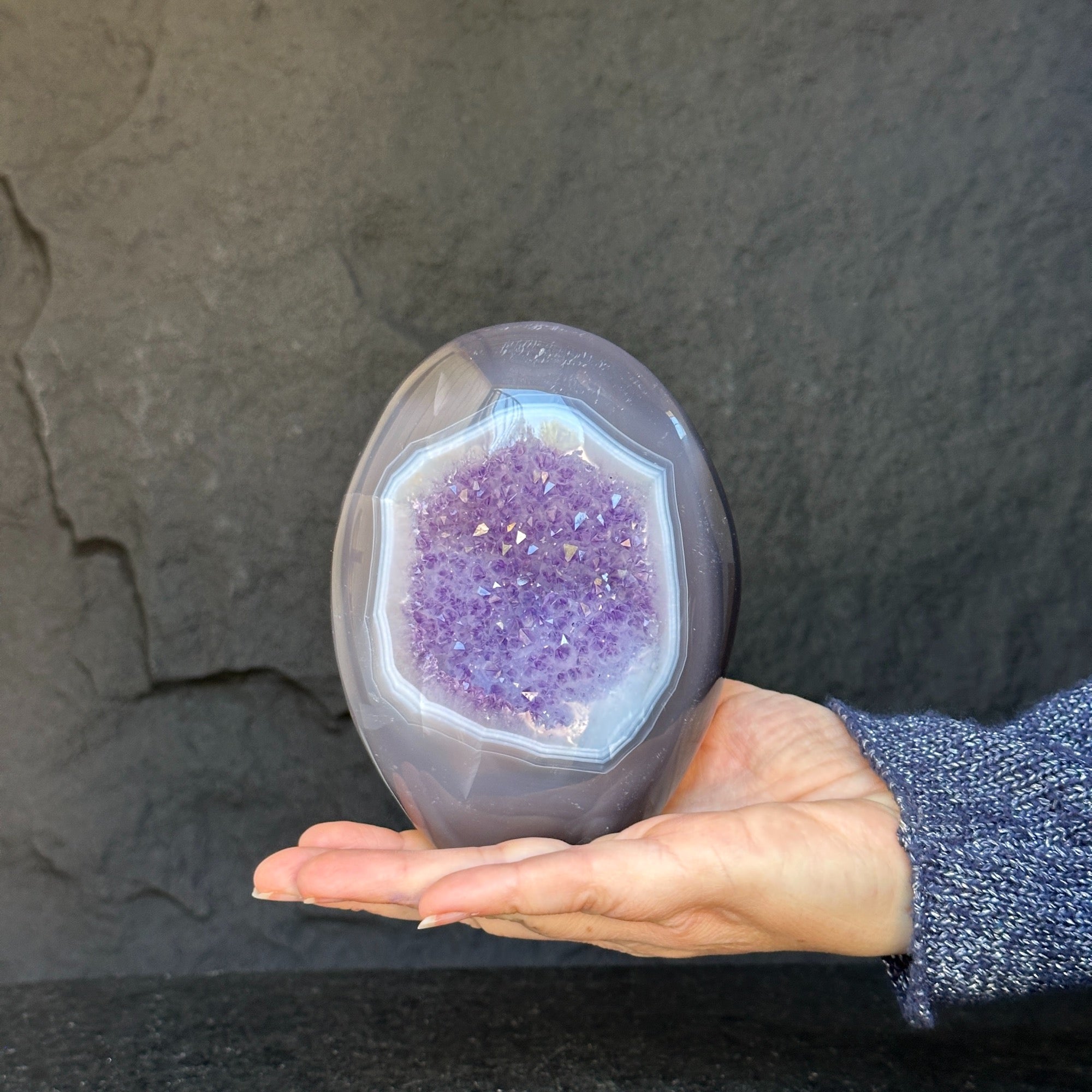 Incredible Deep Purple Amethyst Stone, Egg shaped crystal piece, AAA amethyst quality Oval Full polished Crystal