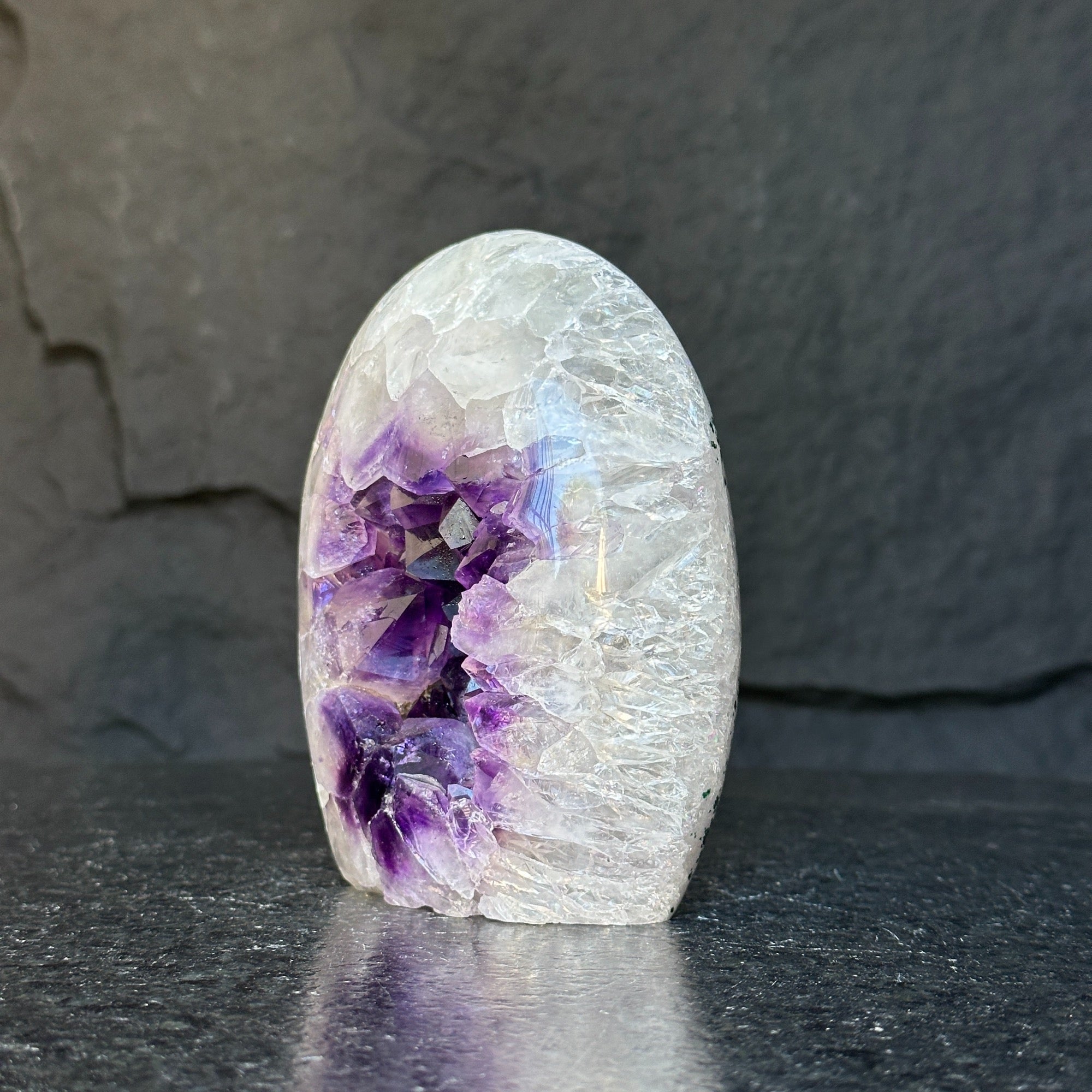 Crystal Geode, home decor with crystals, quartz and amethyst find, Amethyst with agate egg shaped