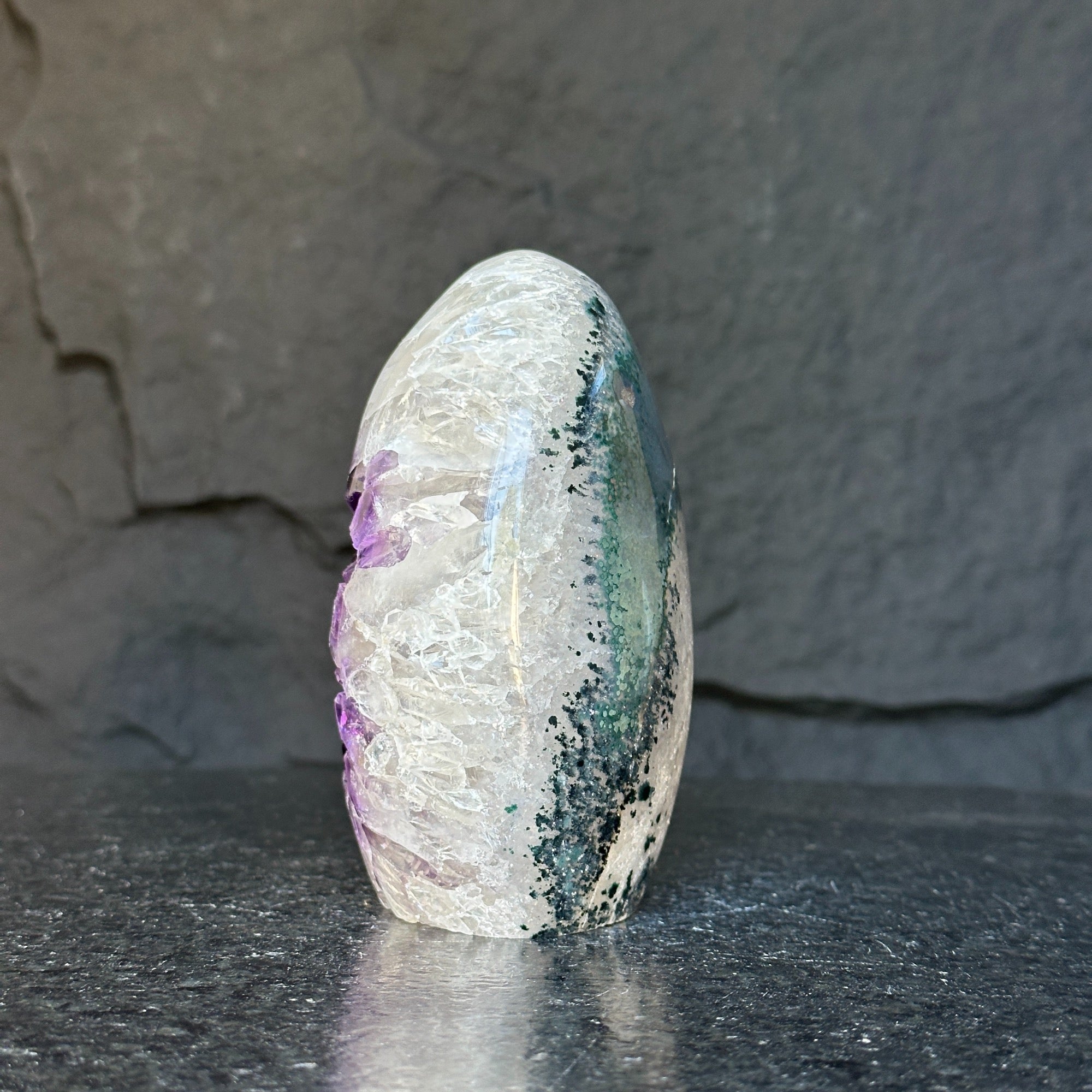 Crystal Geode, home decor with crystals, quartz and amethyst find, Amethyst with agate egg shaped