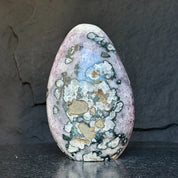 Amethyst Geode Crystal Egg with incredible Agate formations, Natural cave shaped polished agate stone