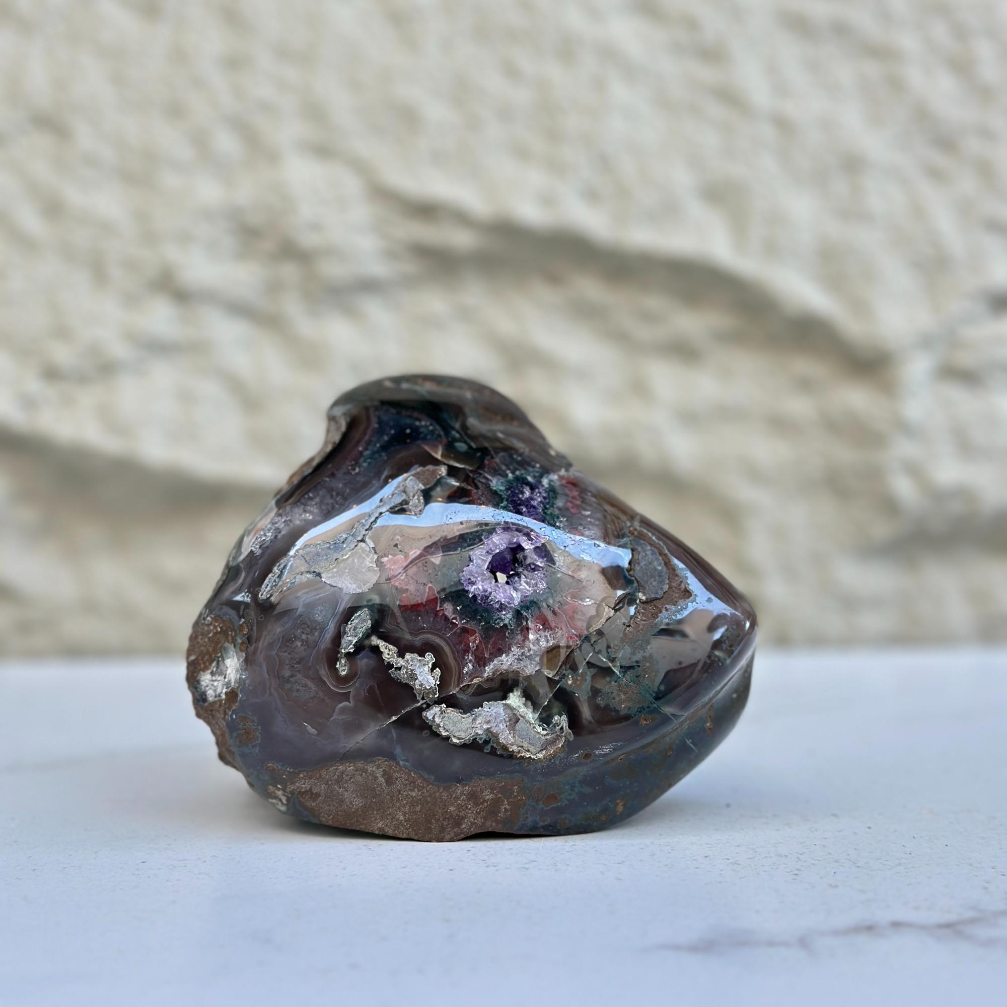Uruguayan Amethyst & Agate Crystal Geode