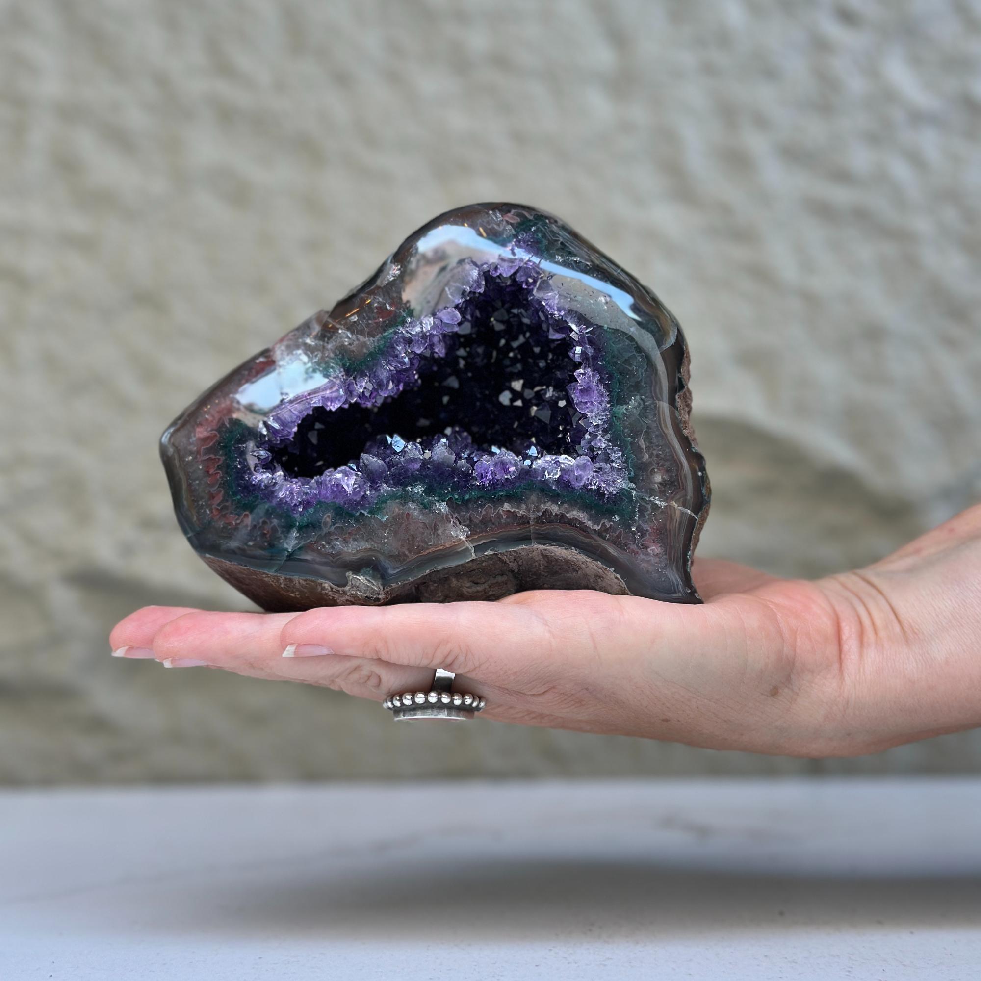 Uruguayan Amethyst & Agate Crystal Geode