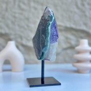 Raw Amethyst Geode on Metal Stand