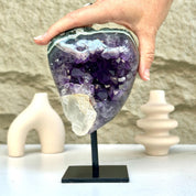 Raw Amethyst Geode on Metal Stand