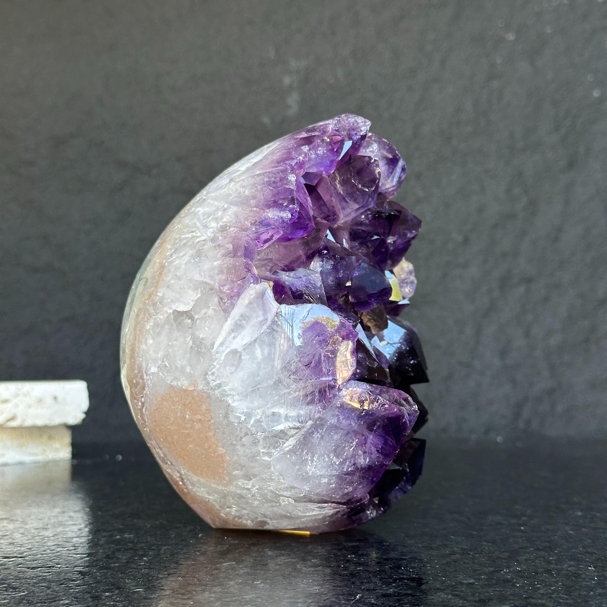 Extra Large Amethyst Geode Cave, Oval shaped Full polished stone, Stunning decor piece, Giant Crystal