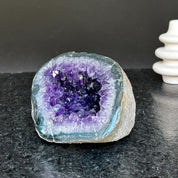 Amethyst and agate geode, coffee table decor, colorful geode cave, amethyst crystal geode