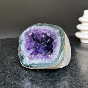 Amethyst and agate geode, coffee table decor, colorful geode cave, amethyst crystal geode