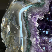 Natural Amethyst Stone Geode, Flat Geode with Agate formations, Uruguayan Amethyst Cave