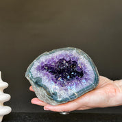 Amethyst and agate geode, coffee table decor, colorful geode cave, amethyst crystal geode