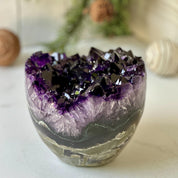 Large Amethyst and Agate Crystal Cylinder – Stunning Polished Quartz Decor Piece, Natural Purple Stone