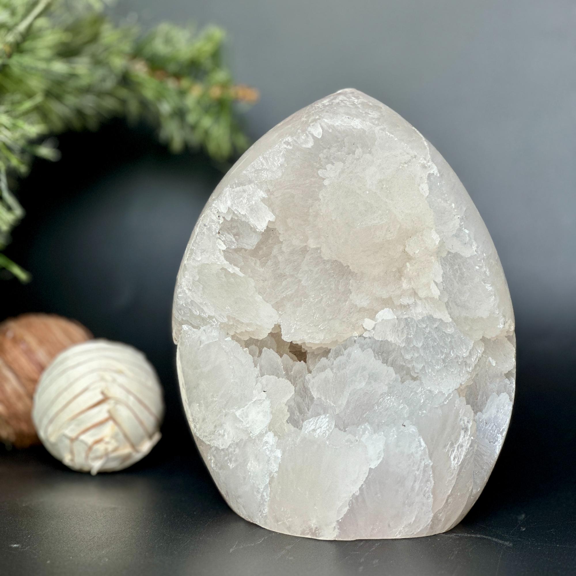 White Quartz: Uruguay Rare Crystal Formation with Calcite & Agate
