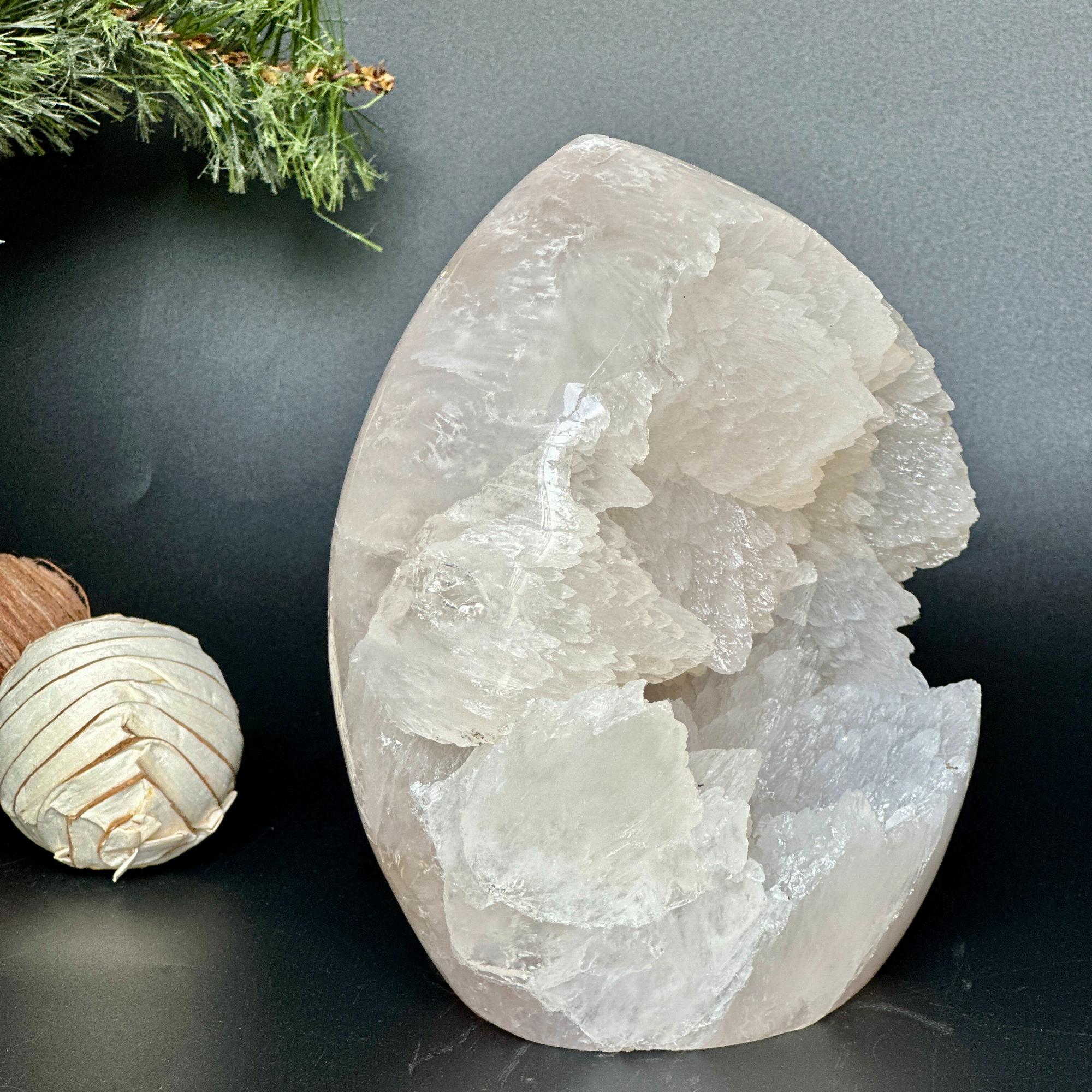 White Quartz: Uruguay Rare Crystal Formation with Calcite & Agate