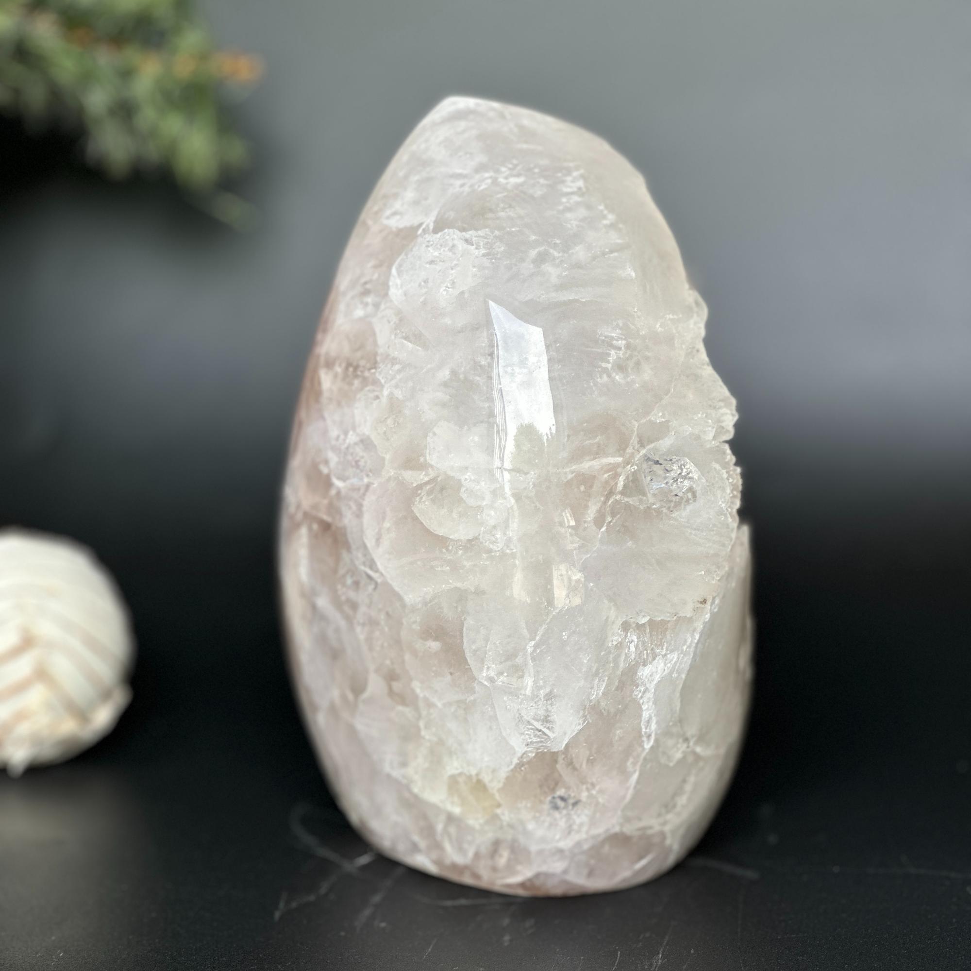 White Quartz: Uruguay Rare Crystal Formation with Calcite & Agate