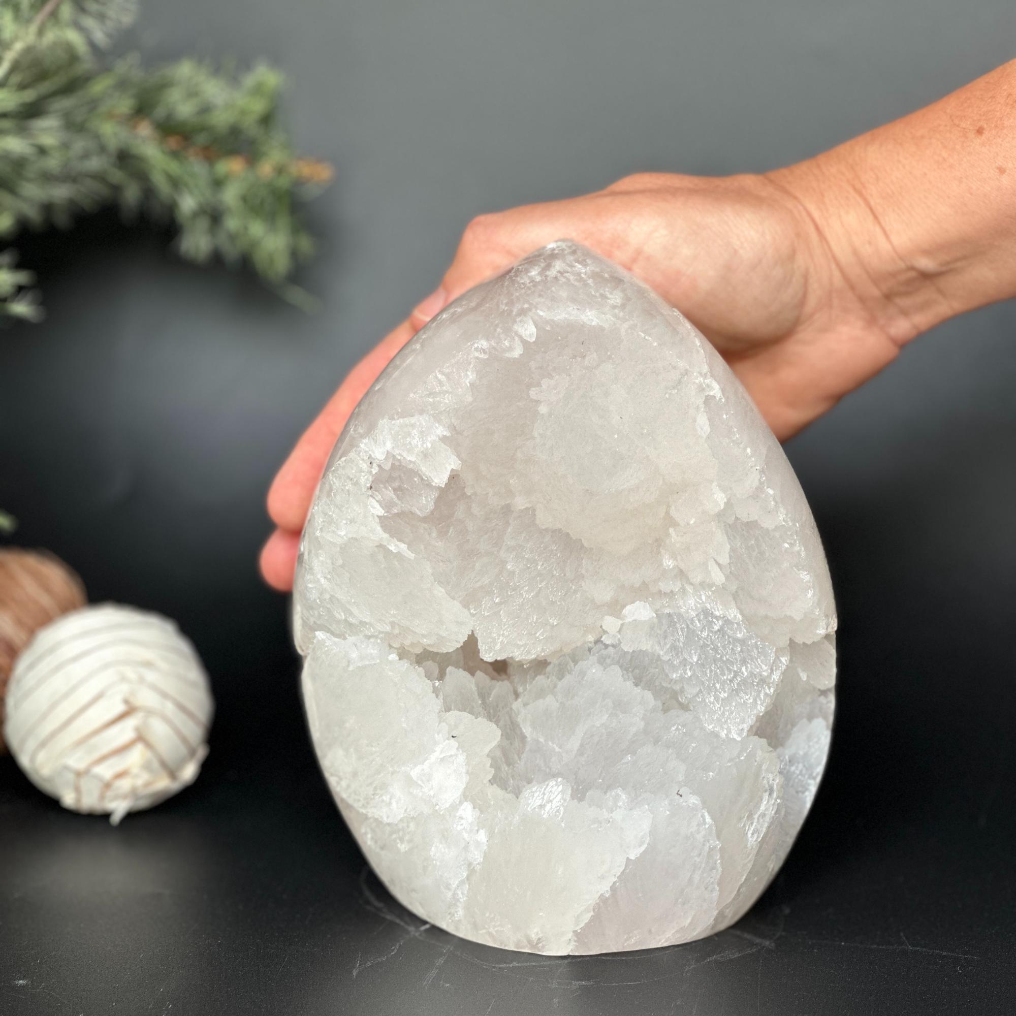 White Quartz: Uruguay Rare Crystal Formation with Calcite & Agate