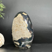 Amethyst Geode Crystal Egg with incredible Agate formations, Natural cave shaped polished agate stone