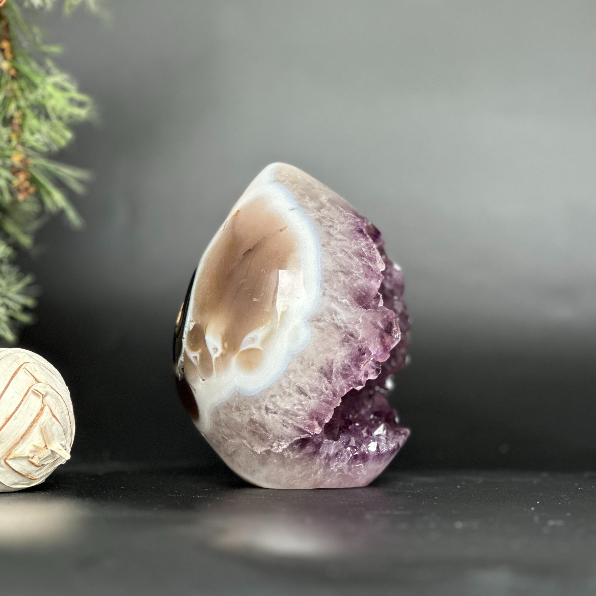 Deep Purple Amethyst Geode Cave, Perfect for Home Decor
