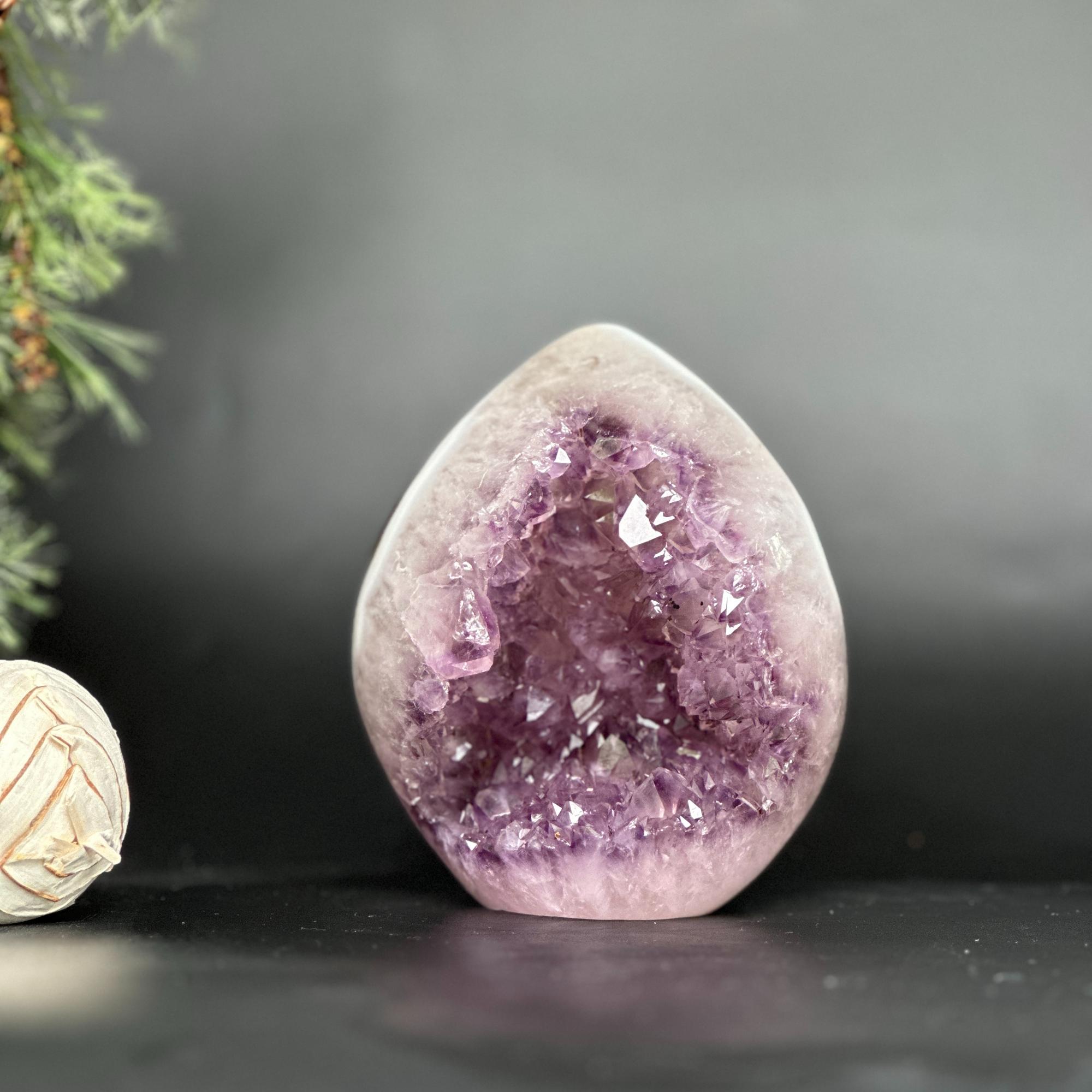 Deep Purple Amethyst Geode Cave, Perfect for Home Decor