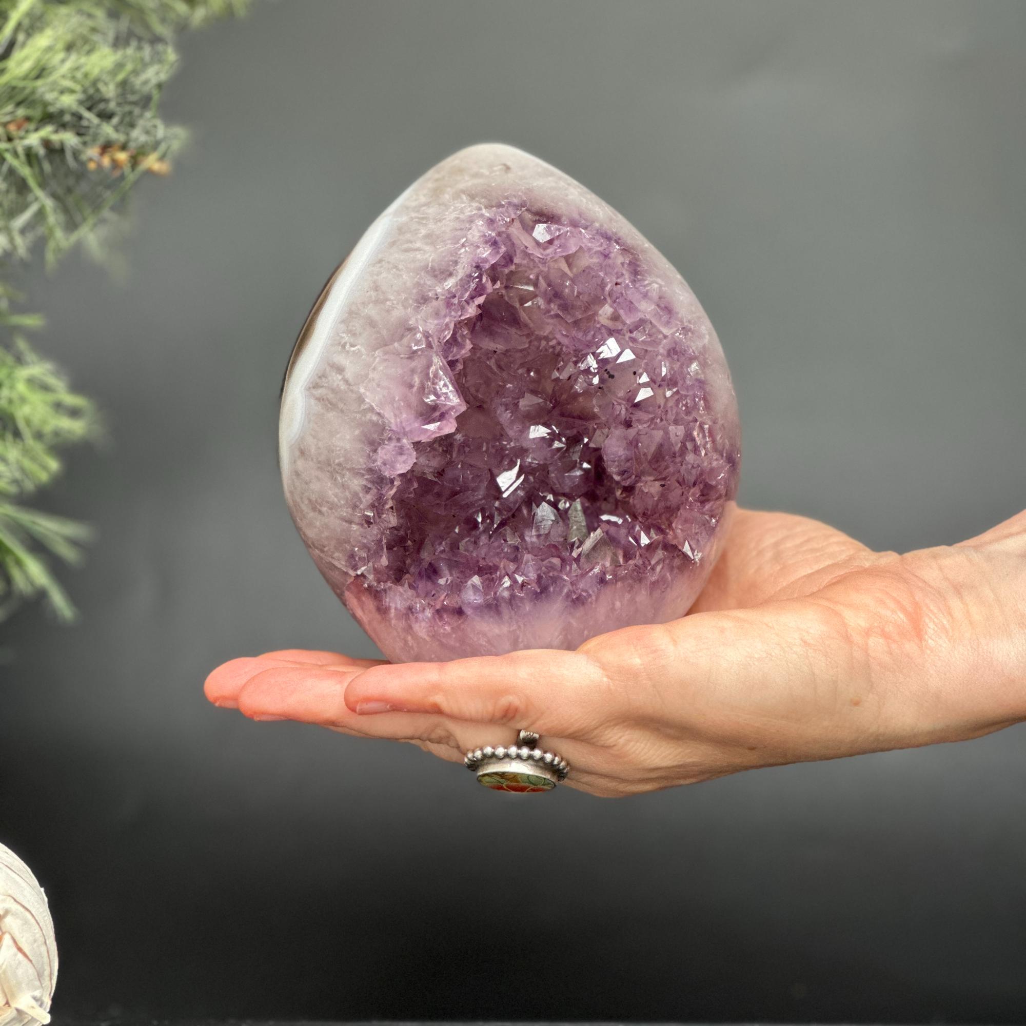 Deep Purple Amethyst Geode Cave, Perfect for Home Decor