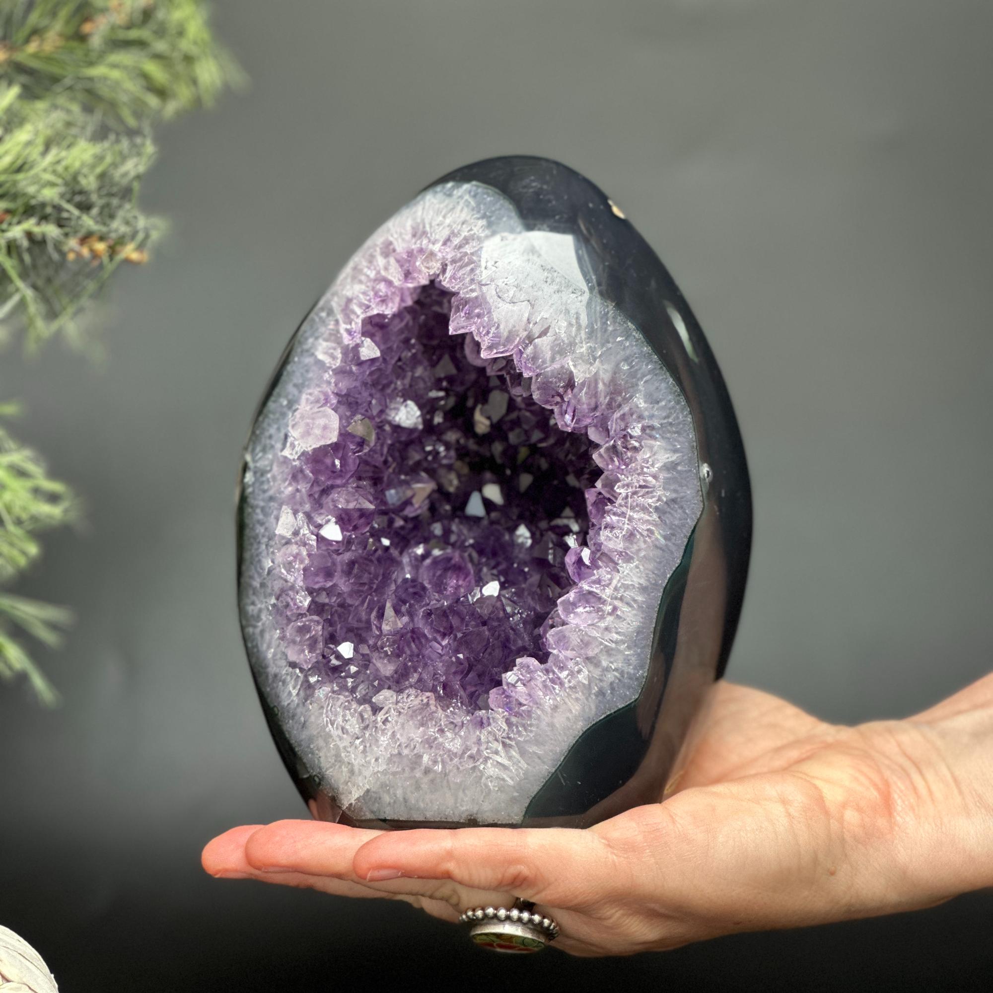 Extra Large Amethyst Geode Cave, Oval shaped Full polished stone, Stunning decor piece, Giant Crystal