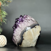 Extra Large Amethyst Geode Cave, Oval shaped Full polished stone, Stunning decor piece, Giant Crystal