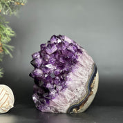 Extra Large Amethyst Geode Cave, Oval shaped Full polished stone, Stunning decor piece, Giant Crystal