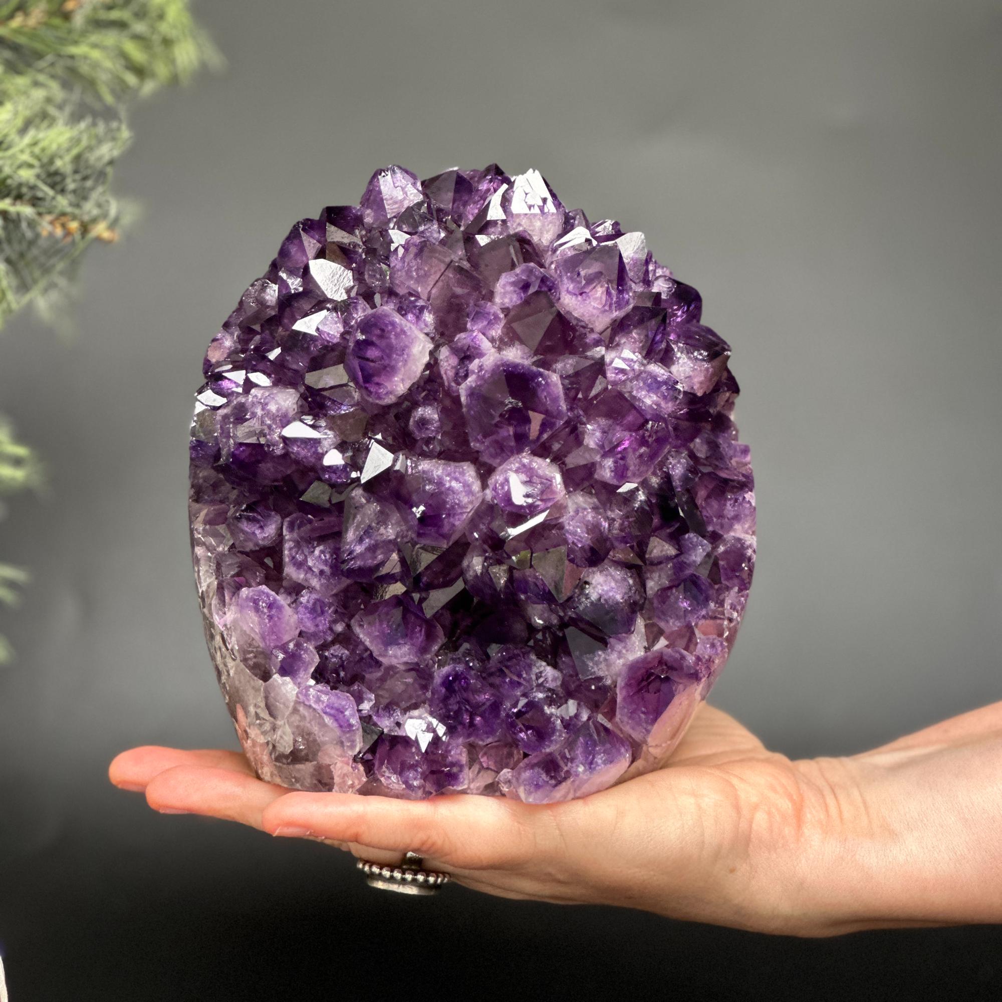 Extra Large Amethyst Geode Cave, Oval shaped Full polished stone, Stunning decor piece, Giant Crystal