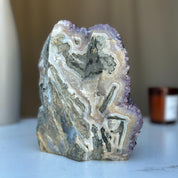 Amethyst Crystal Cluster Cave Geode , 6 in tall Huge Crystal Cluster, Deep Purple Stone