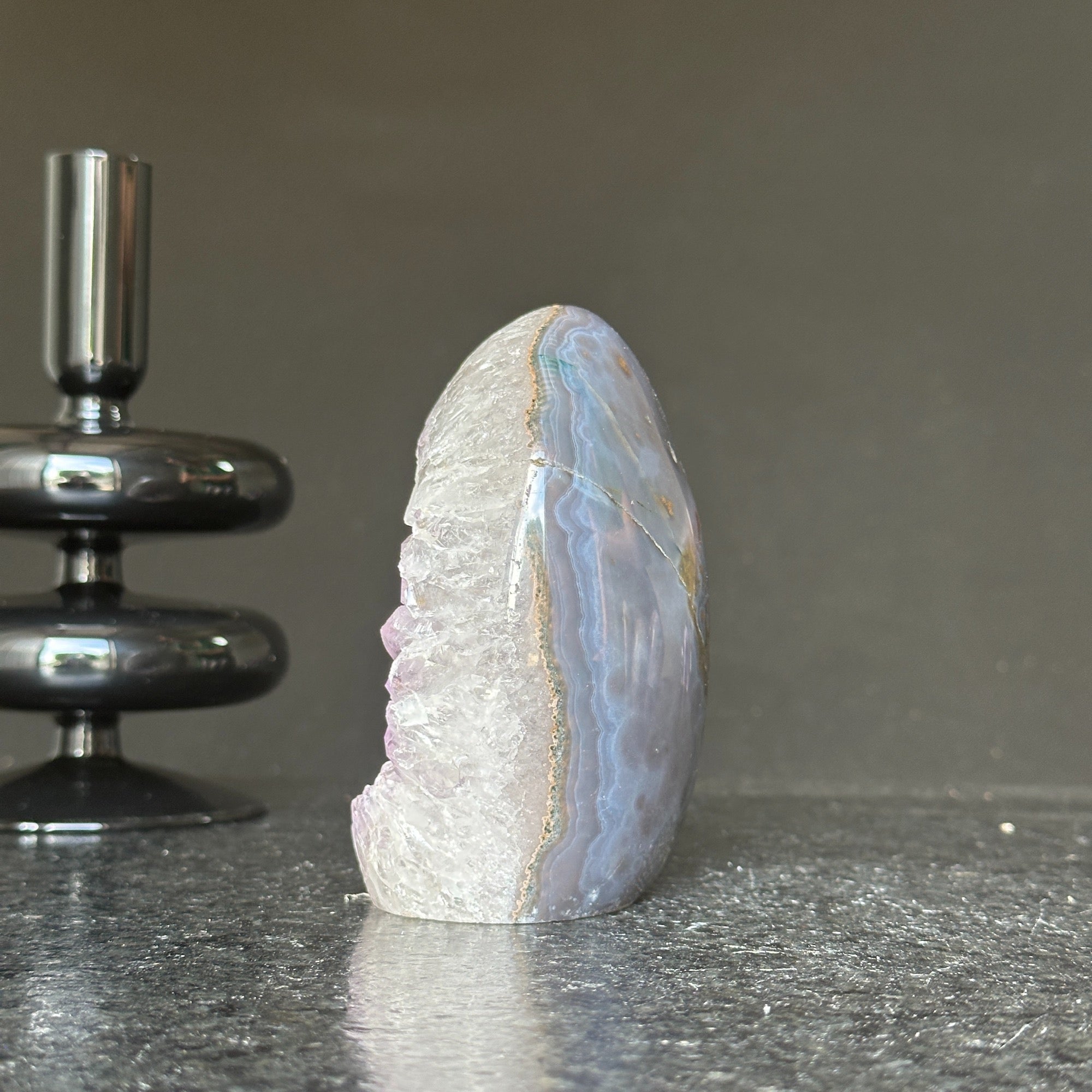 Amethyst Egg, Amethyst Quartz Crystal Cluster with agate formations, Amazing AAA Quality Geode Cave for collectors