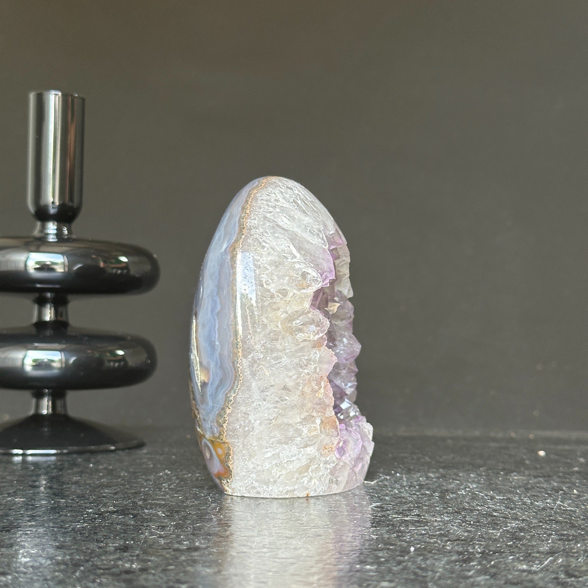 Amethyst Egg, Amethyst Quartz Crystal Cluster with agate formations, Amazing AAA Quality Geode Cave for collectors