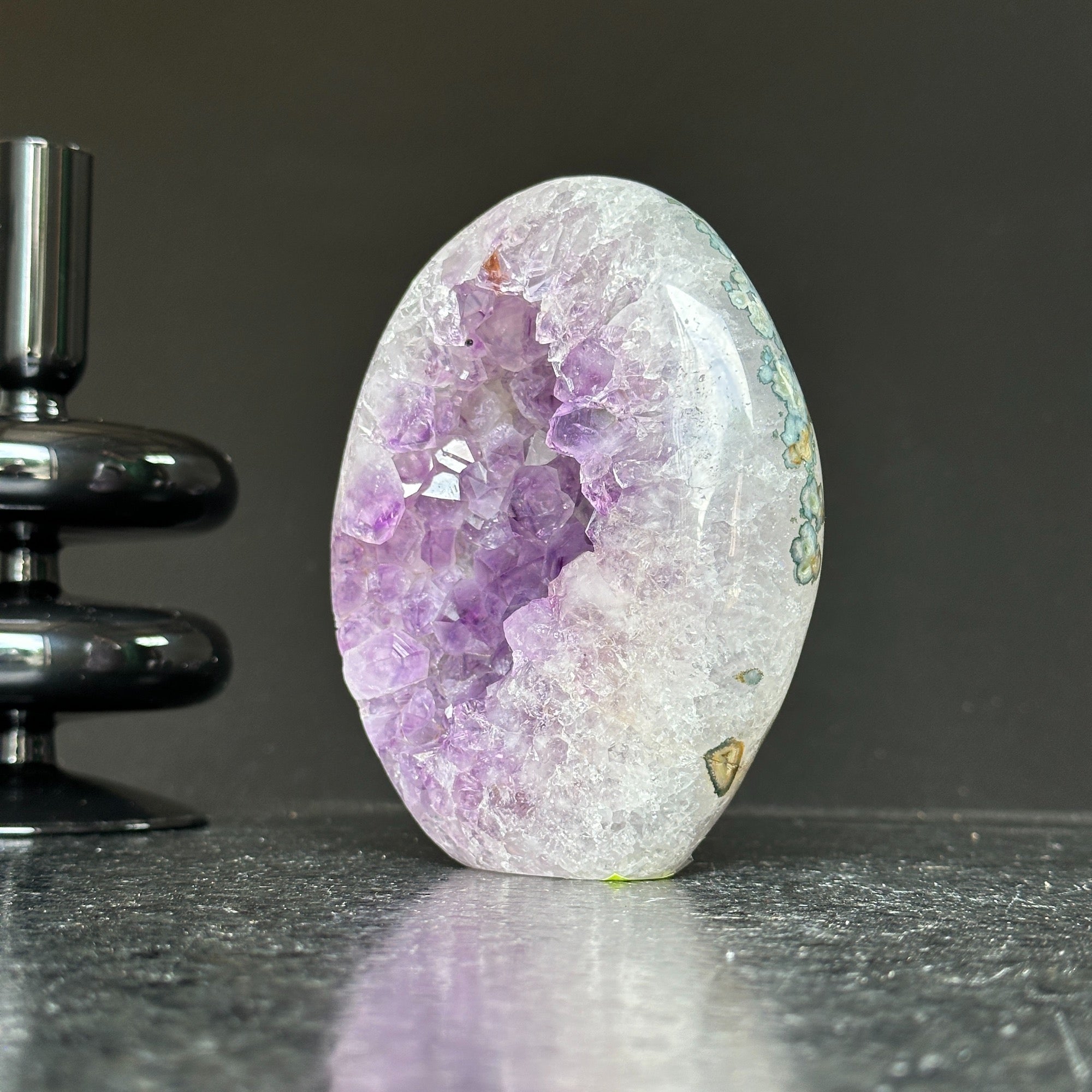 Superb Amethyst with Agate and Quartz formations, 5 in tall Extra Large Amethyst Cave, Oval Shaped Stone, Extra Large Collector piece