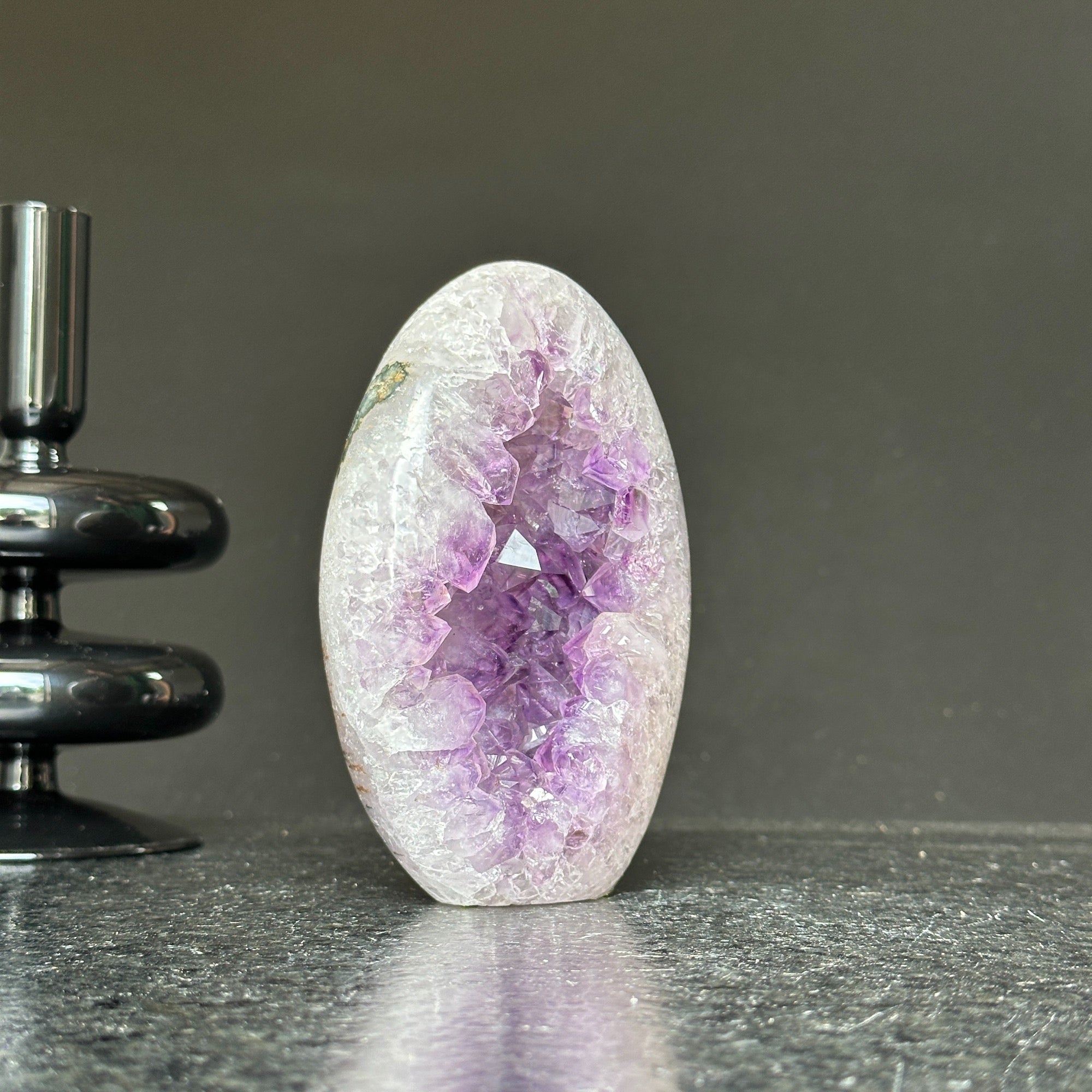 Superb Amethyst with Agate and Quartz formations, 5 in tall Extra Large Amethyst Cave, Oval Shaped Stone, Extra Large Collector piece