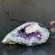 The largest Amethyst Geode Centerpiece, Extra Large decor piece, Outstanding Purple crystal with green agate details