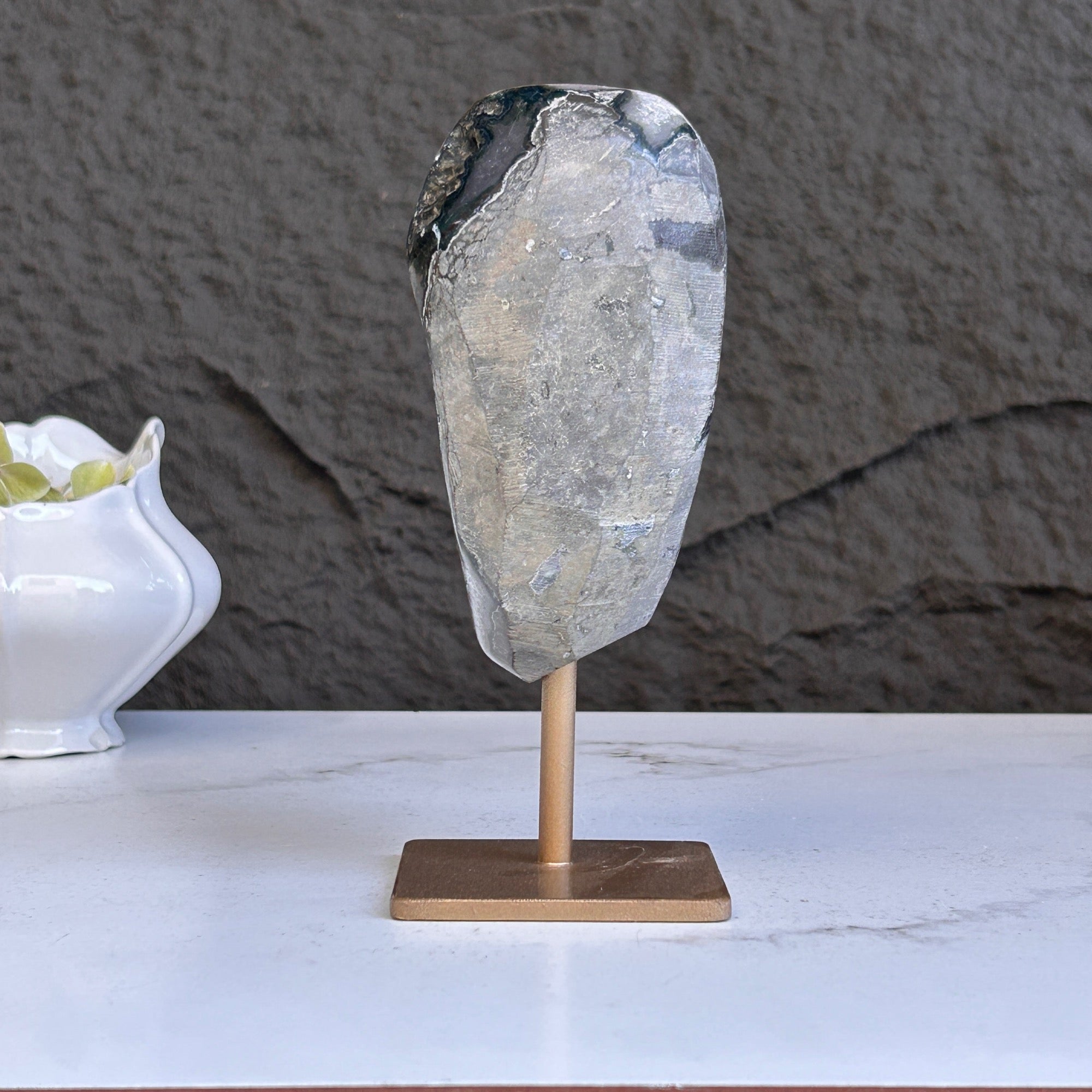 Stunning Natural Amethyst Geode with Metal Stand for Home Decor, XL Amethyst Cave