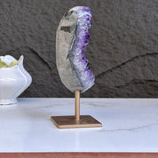 Stunning Natural Amethyst Geode with Metal Stand for Home Decor, XL Amethyst Cave