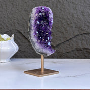 Stunning Natural Amethyst Geode with Metal Stand for Home Decor, XL Amethyst Cave