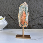 XL Natural Jasper with Metal Stand: Uruguay Crystal Cave, 7 inches gemstone