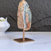 XL Natural Jasper with Metal Stand: Uruguay Crystal Cave, 7 inches gemstone