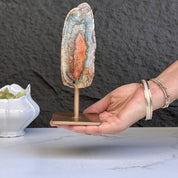 XL Natural Jasper with Metal Stand: Uruguay Crystal Cave, 7 inches gemstone