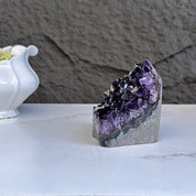 Deep Purple Amethyst cathedral geode, Unique raw crystal cluster, self stand