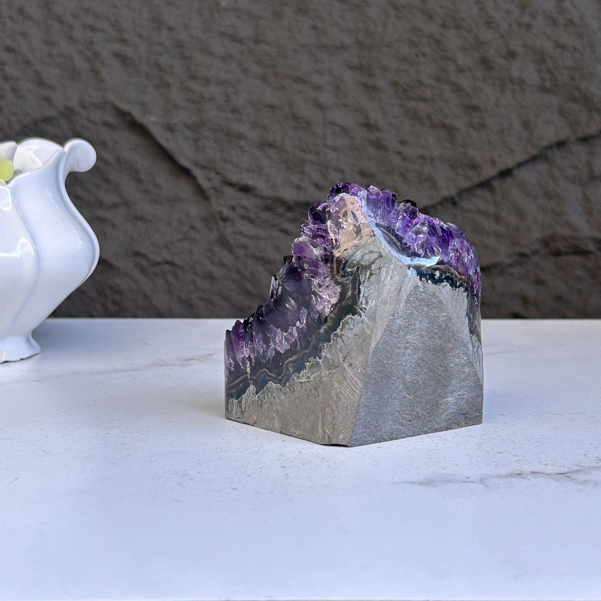 Deep Purple Amethyst cathedral geode, Unique raw crystal cluster, self stand