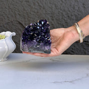 Deep Purple Amethyst cathedral geode, Unique raw crystal cluster, self stand