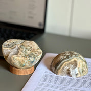 Jasper Paperweight, Natural Crystal Desk Ornament, Co-work Gift Idea