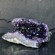 Large Amethyst Geode Cave with Agate edges, Unique Home Decor Crystal, High Quality Quartz, Crystal centerpiece