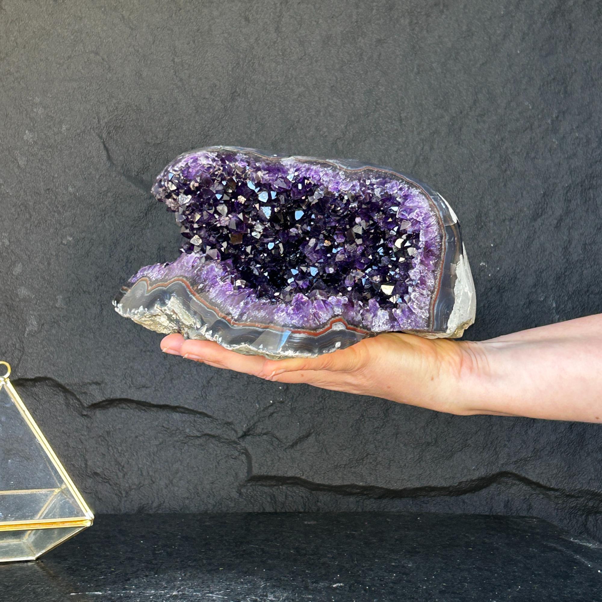 Large Amethyst Geode Cave with Agate edges, Unique Home Decor Crystal, High Quality Quartz, Crystal centerpiece