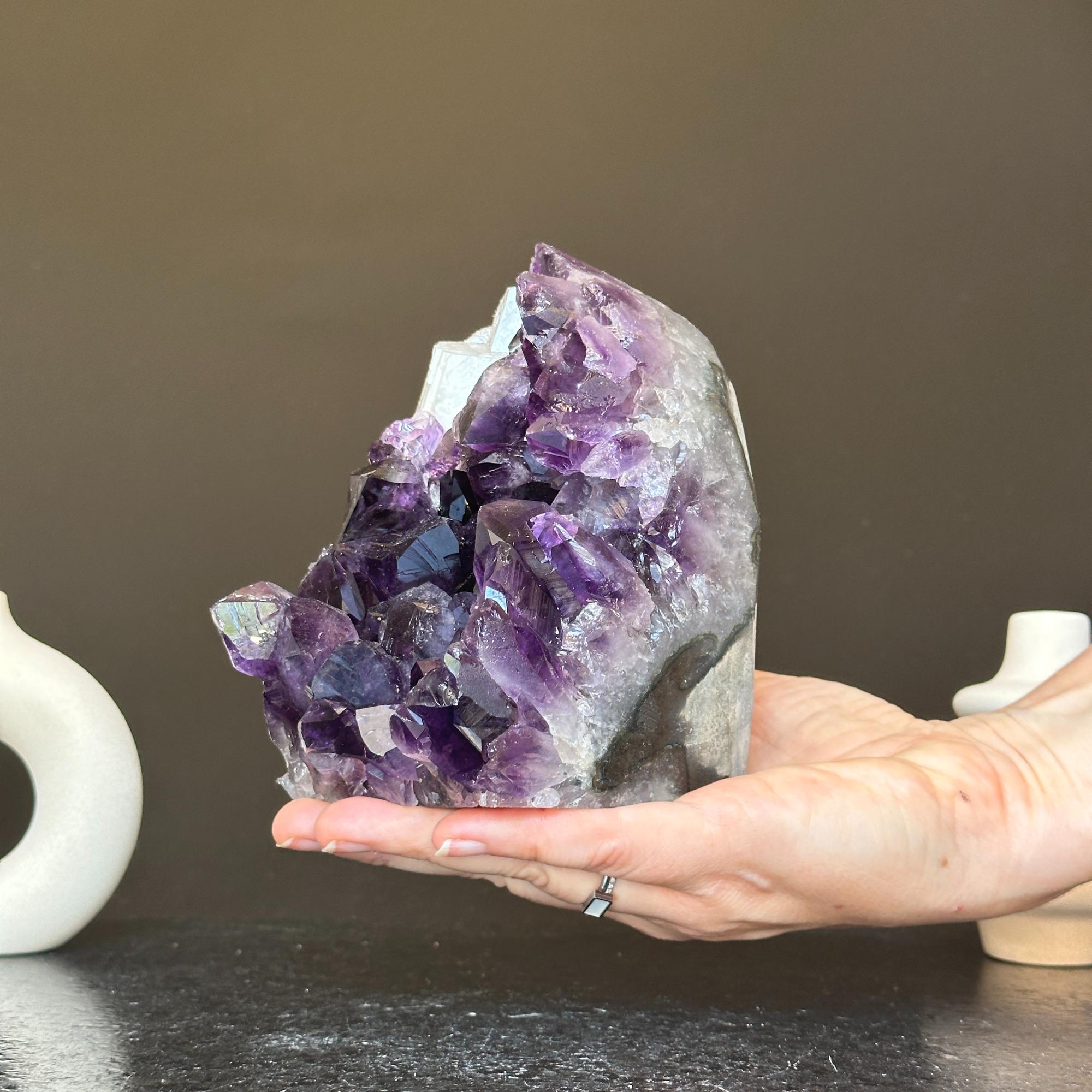 Amethyst Geode, Crystal Cluster from Uruguay, Extra Large amethyst, Anxiety Crystals with incredible agate edges
