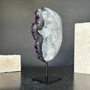 Superb Crystal Geode, Large Cave, Amethyst Crystal for collectors, 9 in Tall Full polished stone, Stunning decor AAA Crystal