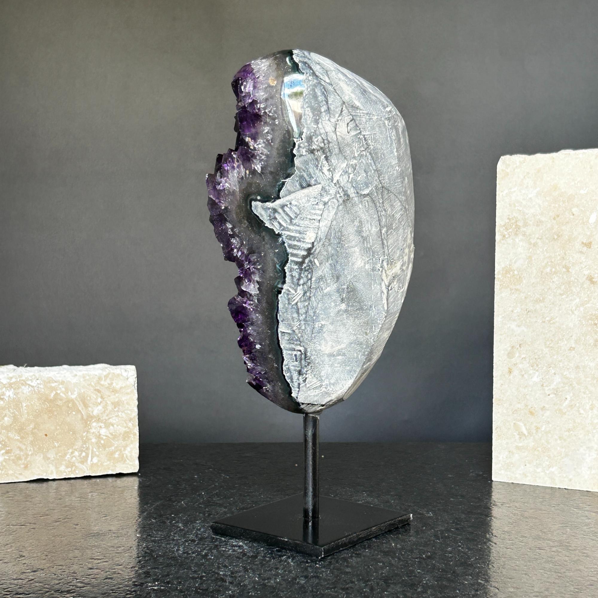 Superb Crystal Geode, Large Cave, Amethyst Crystal for collectors, 9 in Tall Full polished stone, Stunning decor AAA Crystal