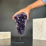 Superb Crystal Geode, Large Cave, Amethyst Crystal for collectors, 9 in Tall Full polished stone, Stunning decor AAA Crystal