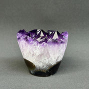 Amethyst Cupcake, Cylinder with Polished Colorful Agate Edges